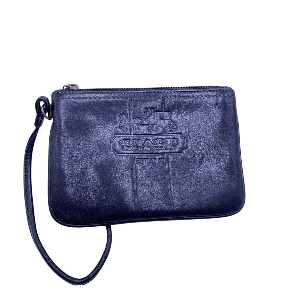 COACH Leatherware BLACK Leather Wristlet Pochette